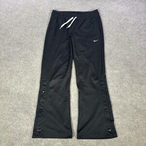 Vintage Nike‎ Track Pants Youth Girls M Black Mesh Flared Logo Back Spellout Y2K
